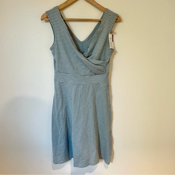 Patagonia Women's Porch Song Dress Light Blue Stripe Size Small NEW - Picture 1 of 7